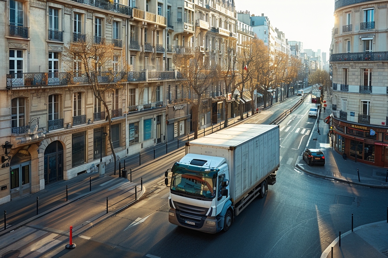 Camion de déménagement stationné à Créteil prêt pour le chargement, illustrant un moyen de transport efficace pour un déménagement réussi dans la ville