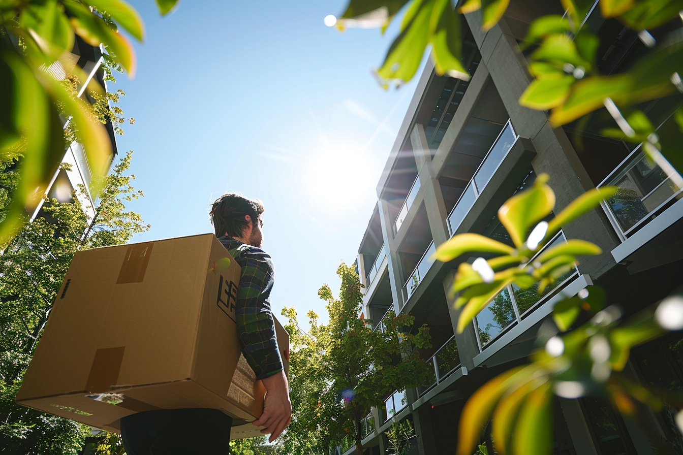 Personne emballant des cartons avec efficacité pour un déménagement réussi sans CDI à Créteil